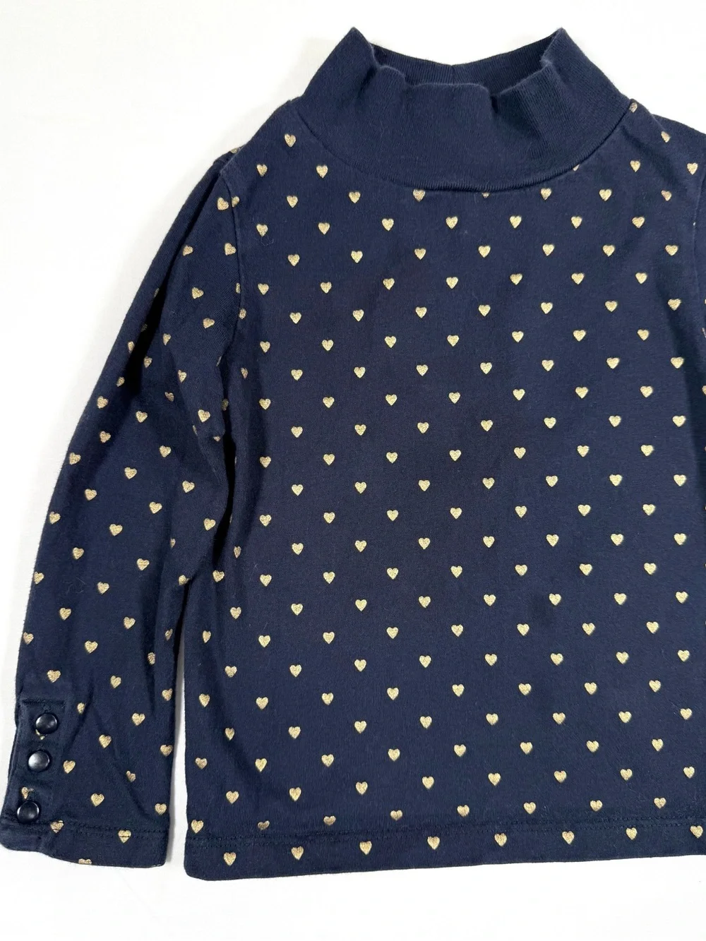 PETIT SÉZANE Girls Gold Heart Print‎ Mock Neck Top 3 Turtleneck Luxury Preppy